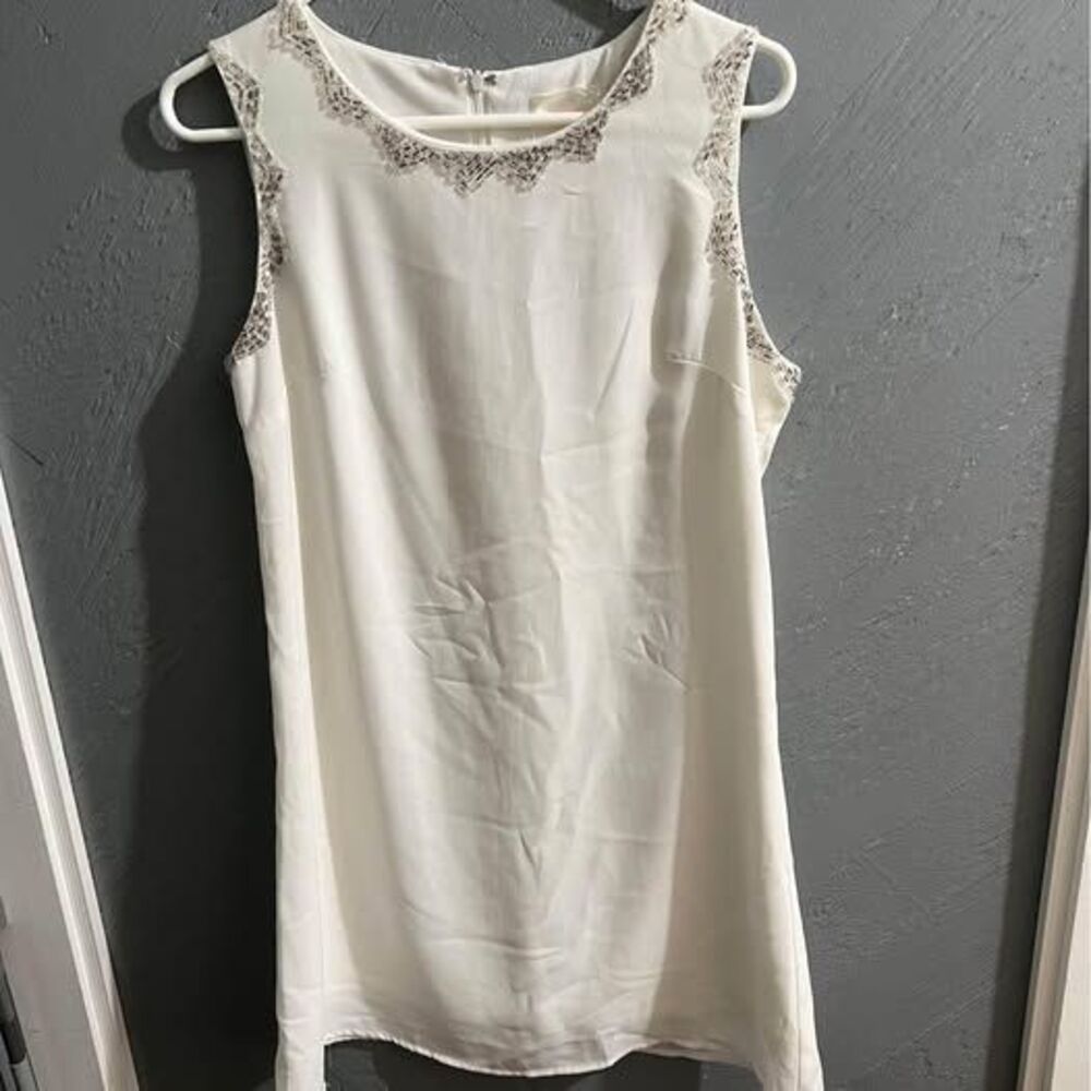 White Mini Dress Beading Sleeveless Bachelorette Wedding Party Chic